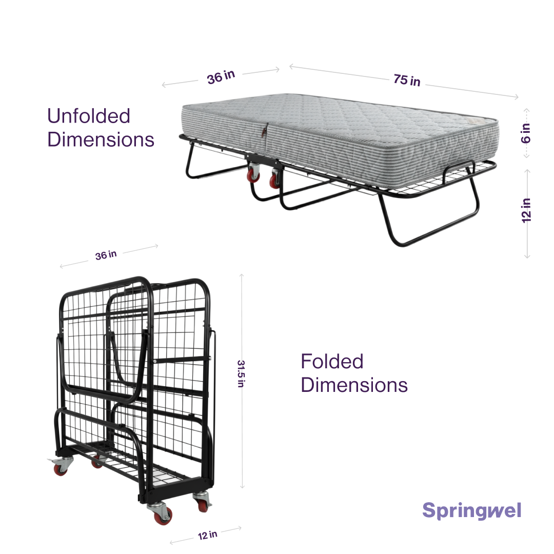 Foldable Metal Rollaway Bed Set