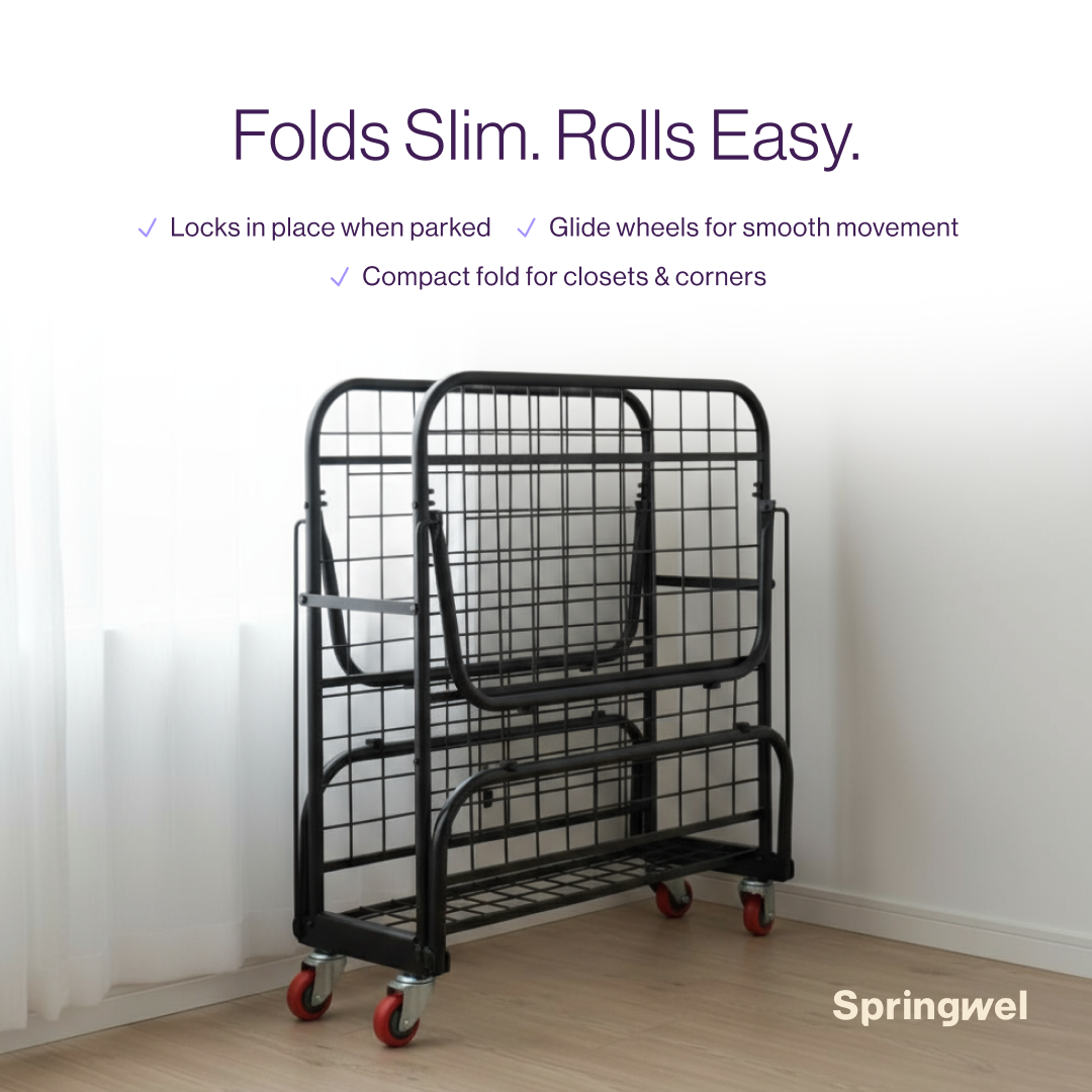 Foldable Metal Rollaway Bed Set