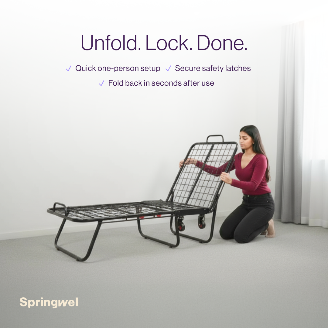 Foldable Metal Rollaway Bed Set