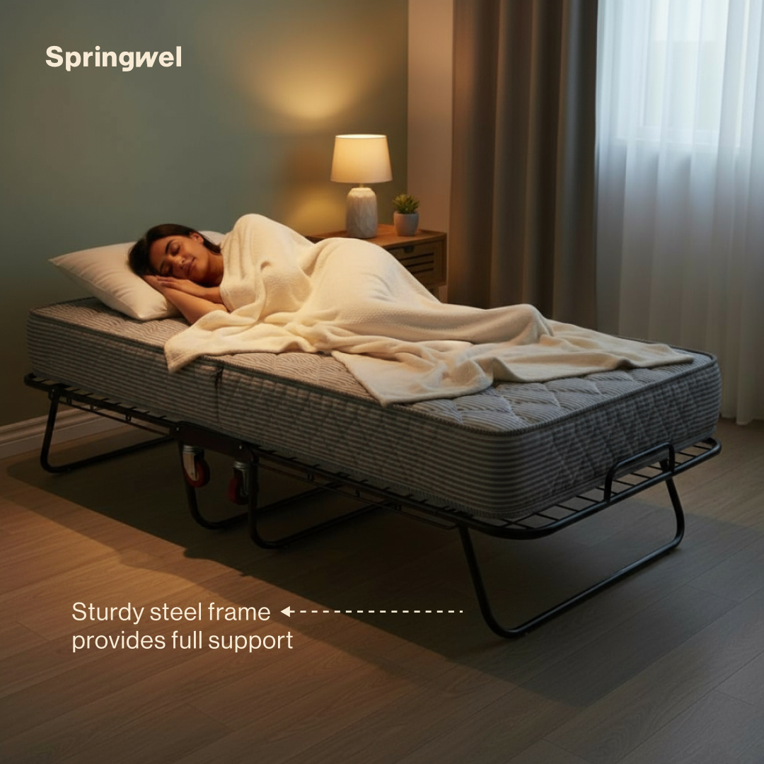 Foldable Metal Rollaway Bed Set